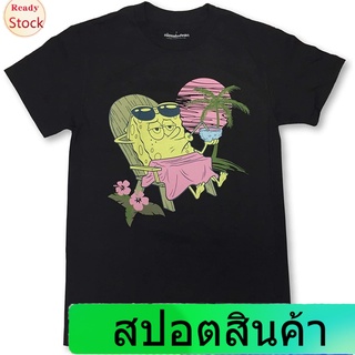 เสื้อยืดกีฬา Spongebob Squarepants Adult Mens Island Lounge Crew Neck T-Shirt Popular T-shirts