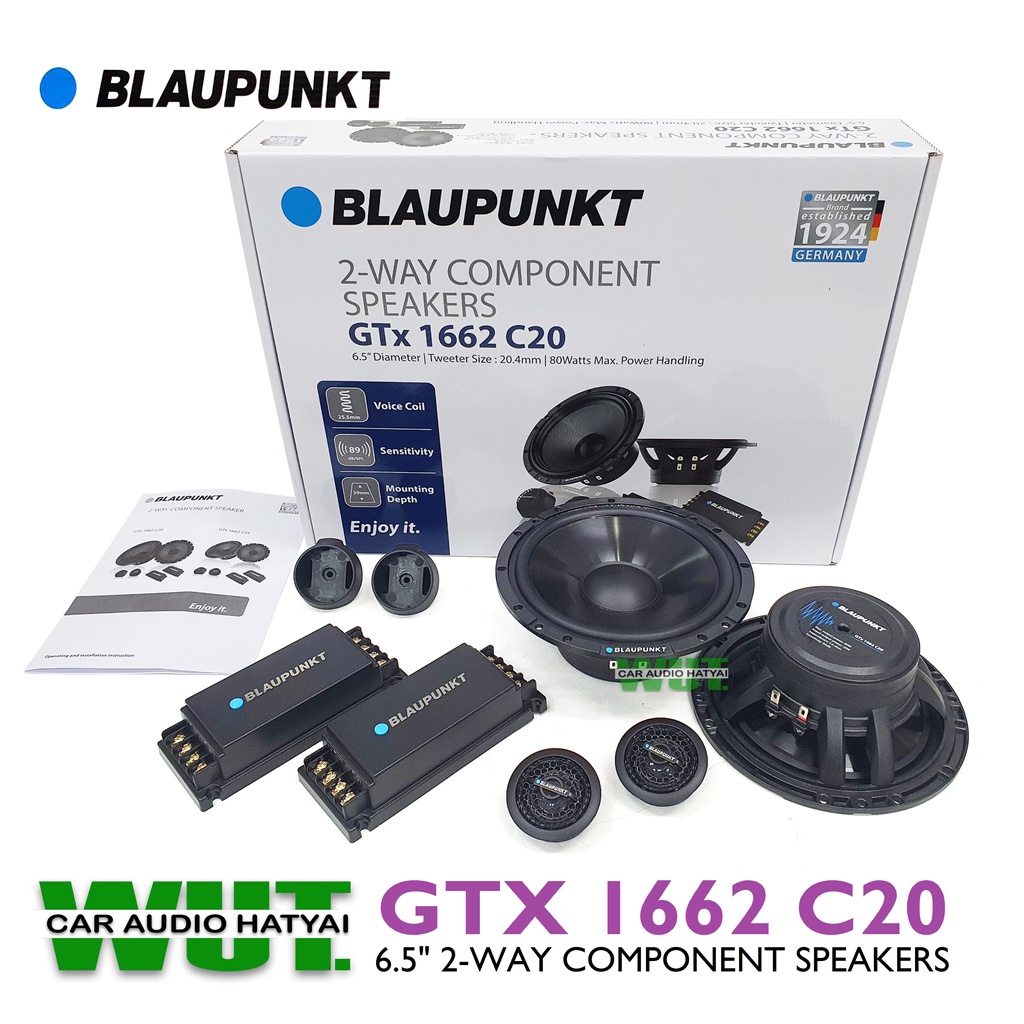 BLAUPUNKT ลำโพงเสียงกลางแหลม 6.5นิ้ว แยกชิ้น2ทาง 2Way กำลังขับ 80Watts/วัตต์ BLAUPUNKT รุ่น GTX 1662 C20