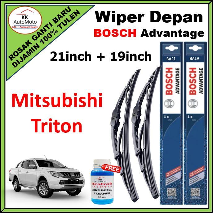 1 pasang - Mitsubishi Triton Wiper - Front Bosch Advantages Wiper Depan BA21 + BA19 ( 21 นิ้ว + 19 น