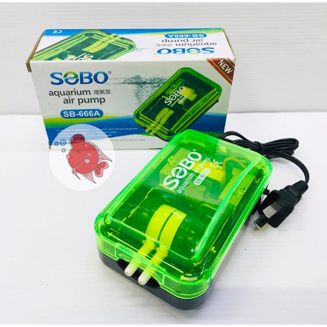 ปั๊มลม โซโบ Sobo SB-666A ปั๊มลม2ทาง ประหยัดไฟ ปรับแรงเบาลมได้ เงียบ แรงดี สีสวยสดใส  แรงดัน 8ลิตร:นา