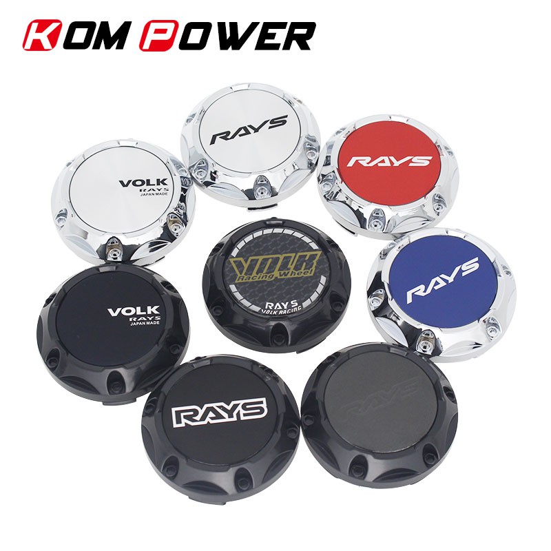 4pcs 64mm rays racing center hub cap volk emblem wheel hubcaps black