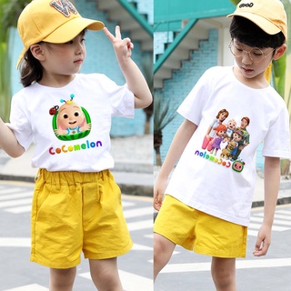 เสื้อยืดแขนสั้นพิมพ์ลายการ์ตูน Cocomelon น่ารักสําหรับเด็ก