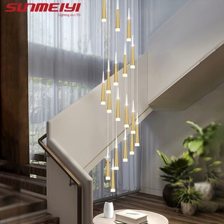 Sunmeiyi โคมไฟระย้า LED แบบหมุนได้สําหรับตกแต่งบันได