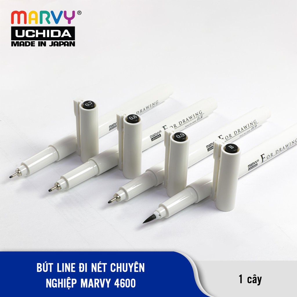ใหม่ Marvy Uchida 4600 Professional Line Pen Multicolor, Waterproof Line Pen Ink 30ml
