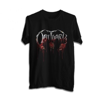 เสื้อยืดวินเทจเสื้อยืด พิมพ์ลาย Distro Obituary Metal Band Legend Series 1 สีดําS-5XL