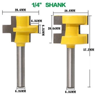 ดอกทริมเมอร์เข้าลิ้นไม้ 20 mm คมคาร์ไบด์,ขนาดแกน 1/4". (ตัวผู้ 1 ดอก ,ตัวเมีย 1 ดอก)