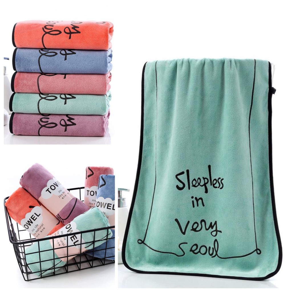 ผ้าเช็ดผม ผ้าขนหนู ผืนเล็ก 35x75 ซม. นุ่มฟู นาโน สีพื้น เกรด A