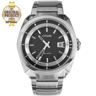 CITIZEN Eco-Drive Men’s Watch สายสแตนเลส หน้าปัดสีดำ/สีเงิน AW1010-57E