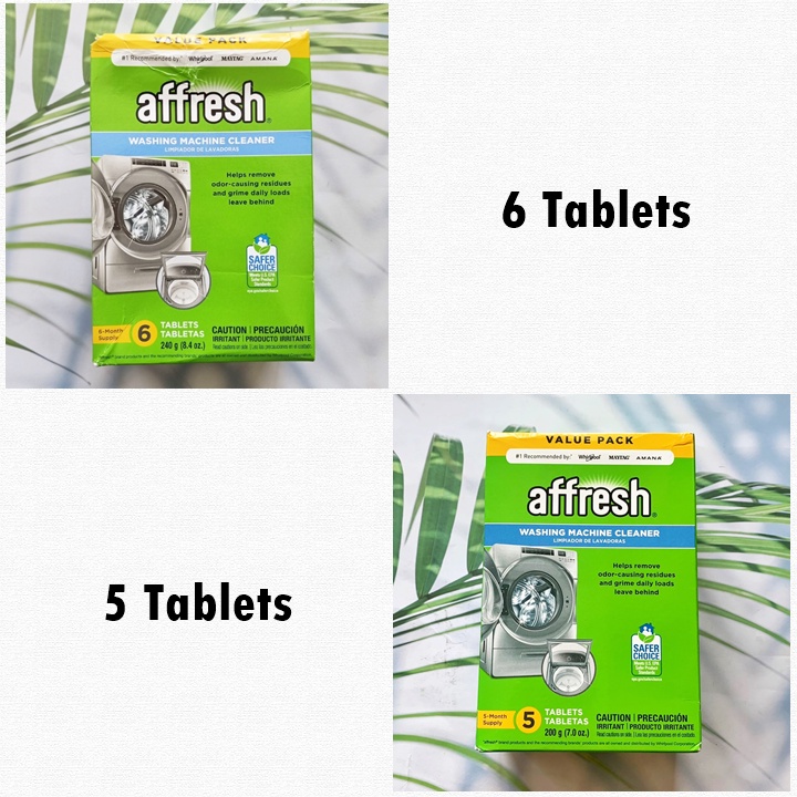 (Affresh®) Washing Machine Cleaner 5 or 6 Tablets ผลิตภัณฑ์ทำความสะอาดเครื่องซักผ้า ขจัดสิ่งตกค้างและกลิ่นอับ