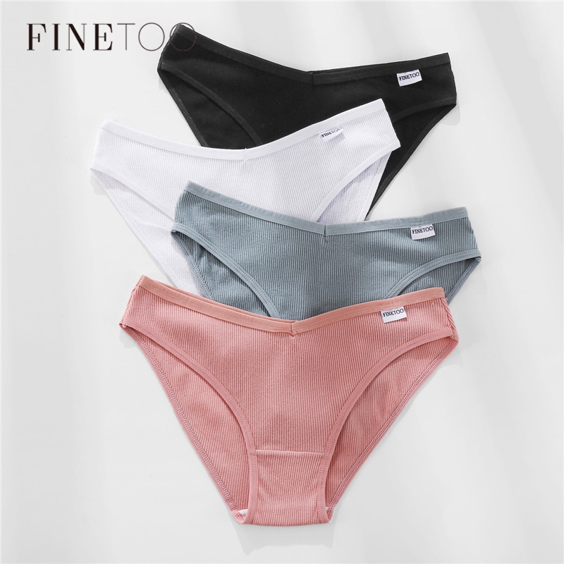 finetoo กางเกงชั้นใน ผ้าฝ้าย ขอบตัววี สำหรับผู้หญิง ขนาด M - XL
