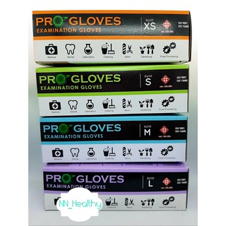 ถุงมือยางทางการแพทย์ โปรโกลฟ(PRO GLOVES)  มีแป้ง 1 กล่อง มี 50 คู่  ไซร์ XS S M L