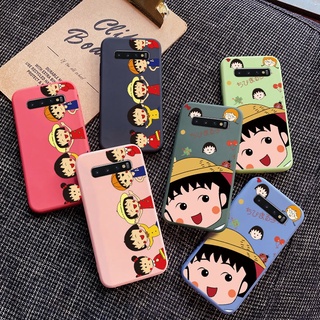 เคสสำหรับ Samsung S10 4G S10 5G S10E S10LITE S10PLUS S9 S9PLUS Chibi Maruko-chan Silicone Square Side Phone Case Full Cover Camera Shockproof Protective Rubber Case