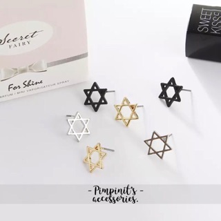 🇹🇭 พร้อมส่ง : 🌟 ต่างหูมินิมอลลายดาวหกแฉก | Six-pointed Star Minimalist Stud Earring.