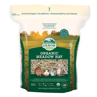 OXBOW หญ้าแห้ง Organic Meadow Hay จากสวนธรรมชาติ ปลอดสาร ไร้การตัดแต่งพันธุกรรม กลิ่นหอม อ่อนนุ่ม (15 Oz.)