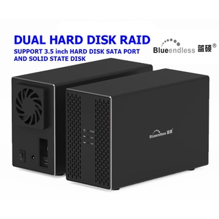 ⚡️จัดส่งในไทย⚡️ Blueendless 2-BAY USB 3.0 External Hard Drive Enclosure 3.5 inch HDD Case Support RAID ของใหม่แกะกล่อง