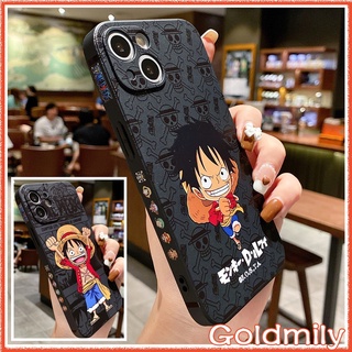 เคสไอโฟน11วันพีชลูฟี่ 🔥 ลายแถบข้างขอบเหลี่ยมซิลิโคนกันกระแทก สำหรับ เคส Apple iPhone SE2020 6 8 11 เคส I8plus X 12 13 Pro Max SE3 2022 xr 6s 11 7 plus Xr เคสไอโฟนxr 13 XS เคสไอโฟน7พลัส เคสi11 เคสไอโฟน13 สีดํา Luffy One Piece Case