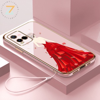 Zymello เคส OPPO Realme C3 Realme C12 C15 C25 C25S 5 5i 5S 6i A12 A12E A7 A5 A5S A3S A9 2020 A5 2020 F11 Pro หรูหรา 6D ชุดแต่งงานสีแดงสาวซิลิโคนเคสโทรศัพท์