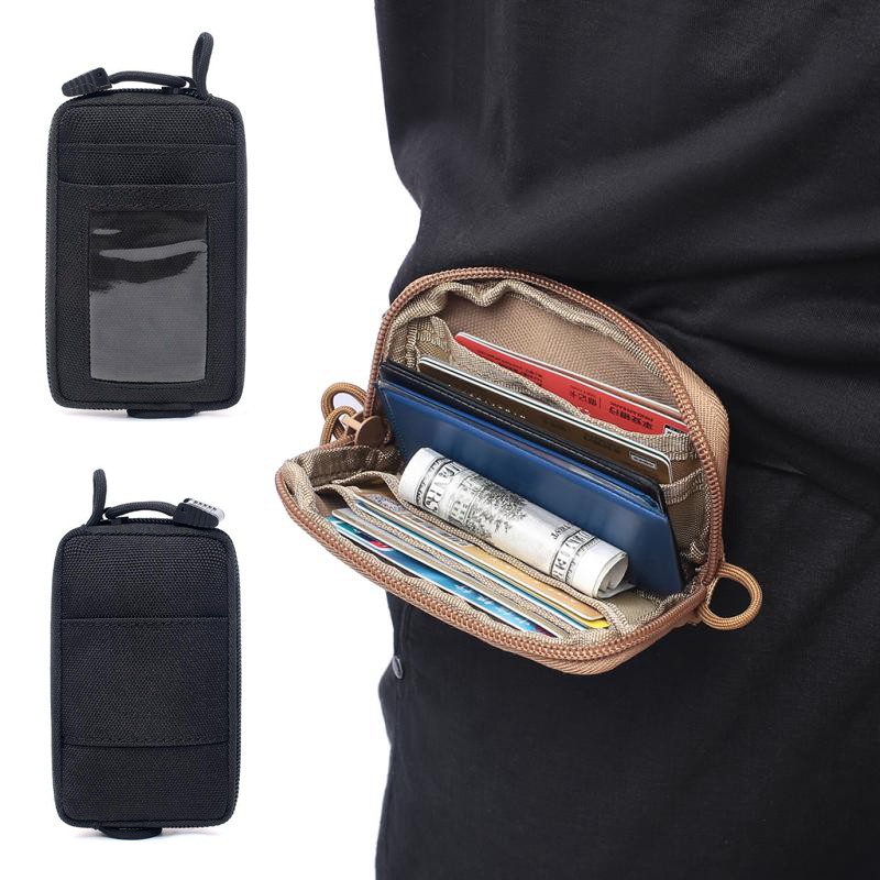 กระเป๋าสตางค์ EDC ใบเล็ก แบบพกพา พร้อมช่องใส่บัตร มีซิป เหมาะกับการพกพาเดินทาง ตั้งแคมป์ เดินป่ากลางแจ้ง สําหรับผู้ชาย