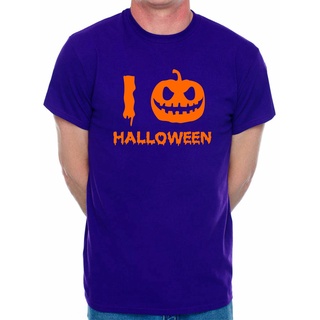 เสื้อยืดโอเวอร์ไซส์เสื้อยืด พิมพ์ลาย I Love Halloween Scary Zombie Fancy สําหรับผู้ชายS-3XL