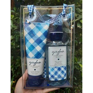 เซตคู่เจลอาบน้ำ+โลชั่น Bath &amp; Body Works กลิ่น Gingham ขนาดปกติ พร้อมกิ๊ฟเซตกระเป๋า