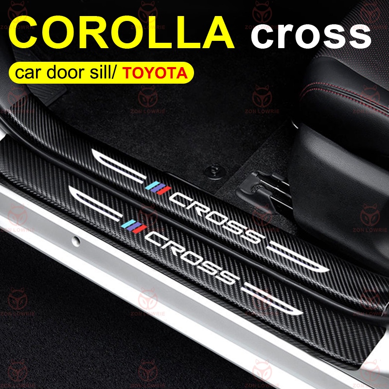 TOYOTA CROSS 2019-2026 COROLLA CROSS CC คาร์บอนไฟเบอร์สติกเกอร์ป้องกัน Scratch-proof ตกแต่งดัดแปลงยินดีต้อนรับเหยียบสติกเกอร์ป้องกัน Anti-stepping เกณฑ์สติกเกอร์