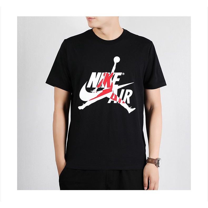 เสื้อยืดผ้าฝ้ายพิมพ์ลายแฟชั่น \NIKE Nike แขนสั้นผู้ชาย AIR JORDAN ลำลอง AJ T เสื้อ CV1736