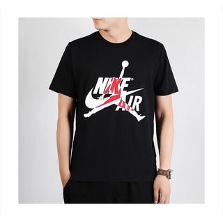 เสื้อยืดผ้าฝ้ายพิมพ์ลายแฟชั่น NIKE Nike แขนสั้นผู้ชาย AIR JORDAN ลำลอง AJ T เสื้อ CV1736