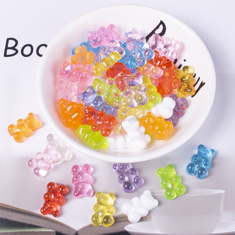 แผ่นกาวเรซิ่น ลายการ์ตูนหมี สีโปร่งใส diy สําหรับตกแต่งโทรศัพท์มือถือ กิ๊บติดผม