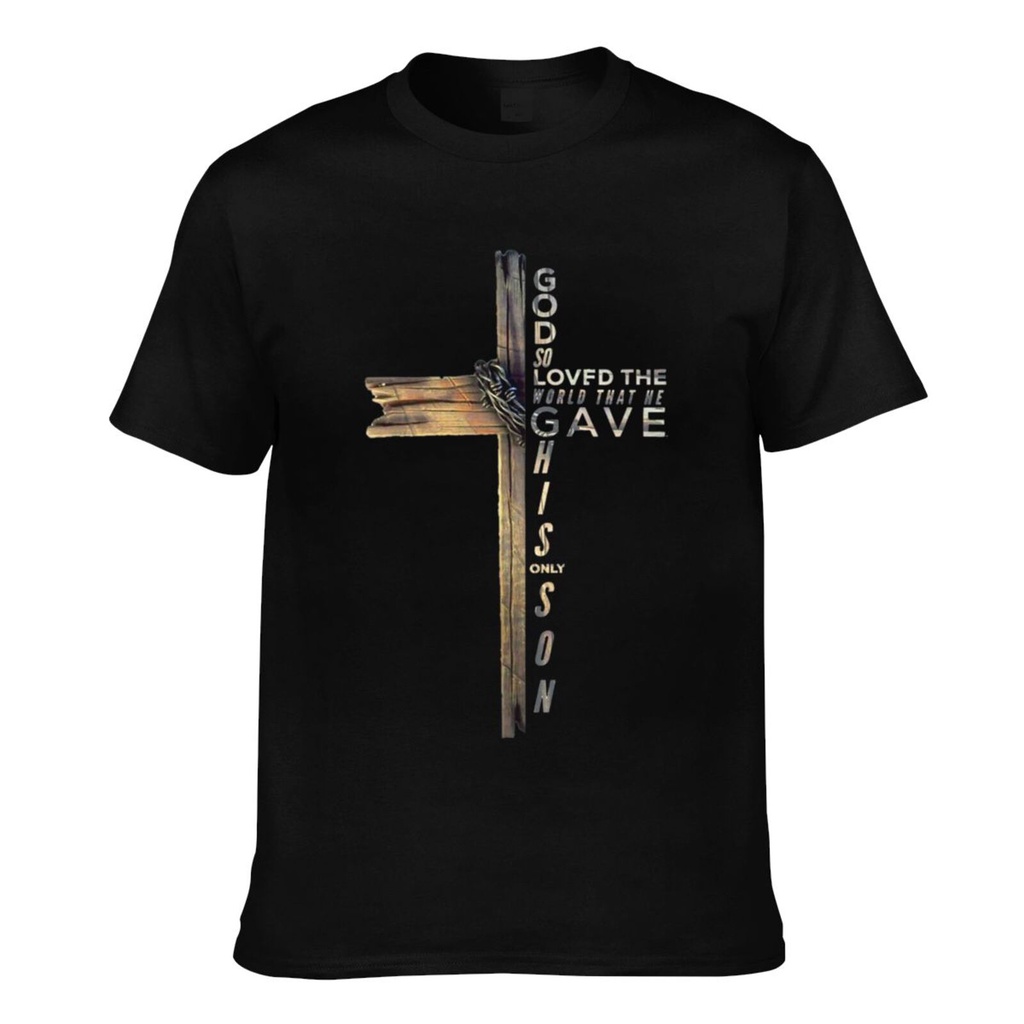 John 3 16 Christian Cross Bible Diy เสื้อยืดลําลองผู้ชายที่กําหนดเอง