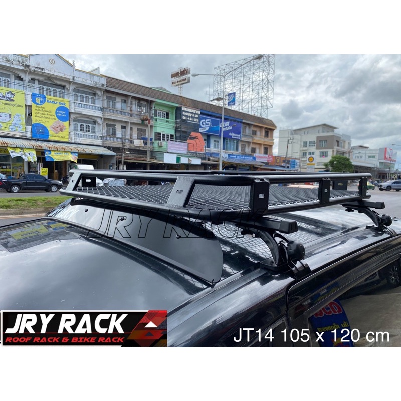 JRY Rack ชุดคานแร็ค + ตะแกรงรุ่น JT14 105x120cm พื้นตะข่าย + แฟริ่งบังลม ครบชุด ( สำหรับติดตั้งรถเก๋