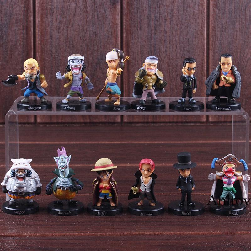 โมเดลวันพีช 4-5 ซม Arc. Boss Luffy Shanks Crocodile Enel Bosses One Piece 12 ชิ้น / ชุด Anime OnePiece Figure