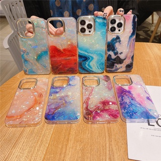 เคสโทรศัพท์มือถือ TPU และอะคริลิค ลายดอกไม้ หินอ่อน สําหรับ iPhone 15 14 13 12 11 Pro Max 12Pro 13Pro 14Pro 15Pro 14Plus 15Plus 14ProMax 15ProMax