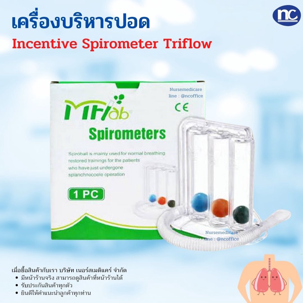 เครื่องบริหารปอด Incentive Spirometer Triflow(ชุดบริหารปอด,อุปกรณ์บริหารปอด,เครื่องดูดขยายปอด)