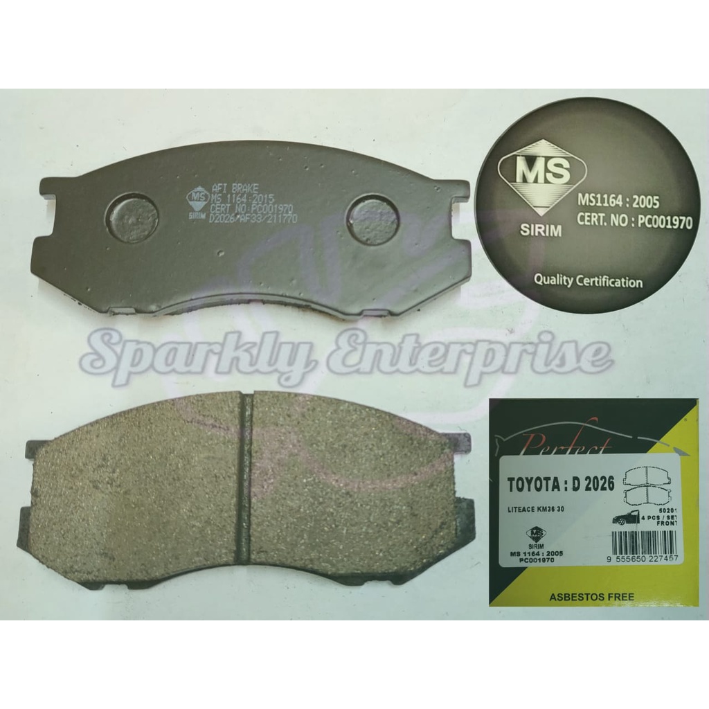 ผ้าเบรกหน้า D2026 TOYOTA LITEACE KM36 KM30