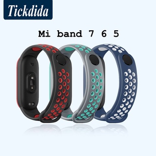 สายนาฬิกาข้อมือซิลิโคน ระบายอากาศ รูพรุน สําหรับ Xiaomi Mi Band 7 NFC Mi Band 5 6 7