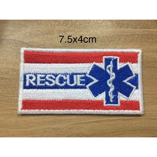 อาร์ม ปัก ลาย ธงชาติ rescue แบบรีดติดเสื้อ