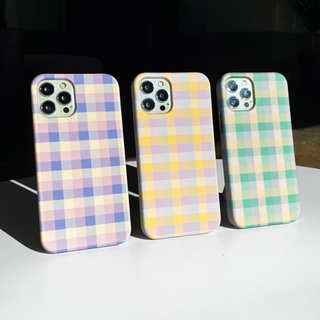 🇰🇷[ Compatible for iPhone 13 Korean Phone Case ] 3 Colors Check Design Samsung Galaxy Casing Hard Slim Light Made in Korea Momo Pro mini Max