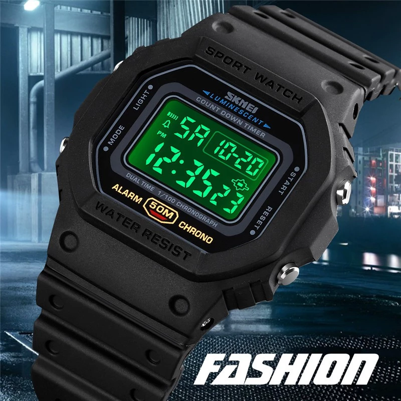 Skmei นาฬิกาข้อมือดิจิตอลกันน้ํา 12 / 24 ชั่วโมง Led Chronograph