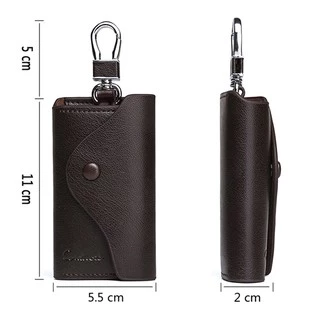 CONTACT'S Men กระเป๋าสตางค์หนังแท้ขนาดเล็ก Key Holder พวงกุญแจกระเป๋า Key Case พร้อมช่องใส่การ์ด