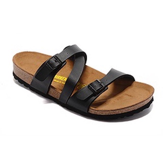 BIRKENSTOCK รองเท้าแตะ หนังวัวแท้ พื้นแบน เหมาะกับเดินชายหาด สไตล์เยอรมัน สําหรับผู้หญิง