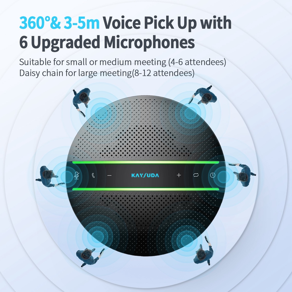 ลำโพงประชุม พร้อมไมค์ Kaysuda SP300 Bluetooth Speakerphone 360º Voice Pickup 6 Mic Video Conference