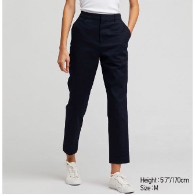 UNIQLO Ws EZY Ankle pants (Chino) size M Navy tun_ey12 ThaiPick