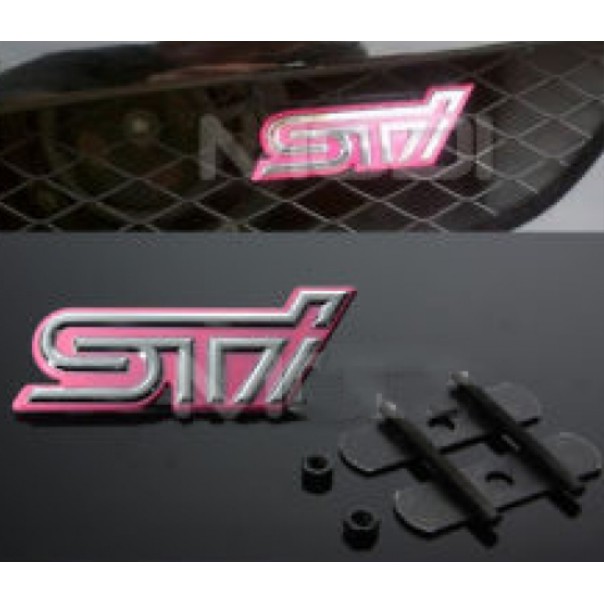 โลโก้ ซูบารุ เอสทีไอ แต่งกระจังหน้า งานโลหะ สีชมพู subaru sti pink front grill logo metal 3d car aut