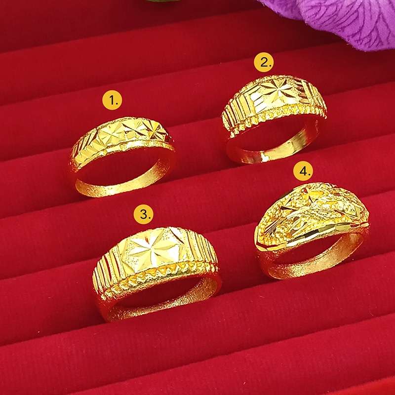 แหวนทองตัดลาย 1-2สลึง มังกร ใส่แทนทองแท้ได้ ชุบเศษทอง ทองไมครอน เสริมดวงเสริมบารมี รูปถ่ายจากสินค้าจริง