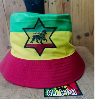 หมวกบักเก็ต rasta pacth star lion reggae bob marley Climbingimaika