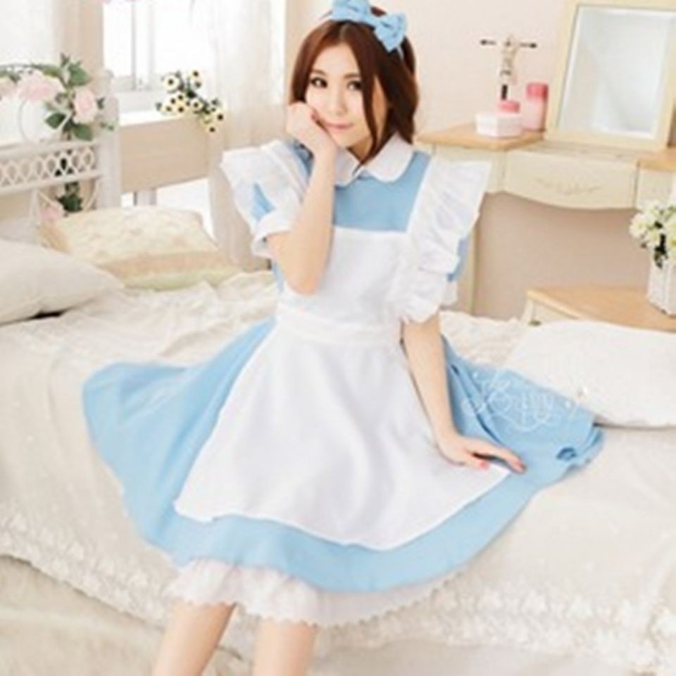 พร้อมส่ง ชุดแม่บ้านโลลิต้าคอสเพลย์แม่บ้าน JK ชุดแต่งกาย [อลิซ]