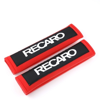 Jdm Style Recaro ปลอกหุ้มสายเข็มขัดนิรภัยรถยนต์ผ้าฝ้ายสีด ํา / สีแดง 1 คู่