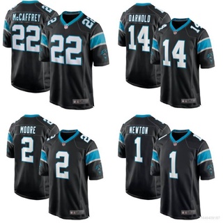 เสื้อกีฬาแขนสั้น ลายทีมชาติฟุตบอล Carolina Panthers NFL Mccaffrey Newton Darnold Moore ทรงหลวม สําหรับผู้ชาย และผู้หญิง