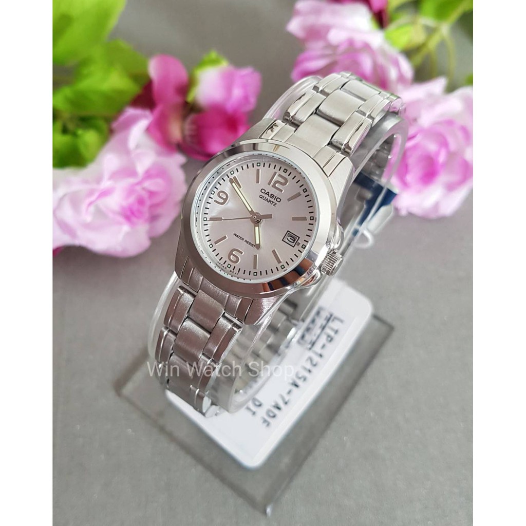 นาฬิกา นาฬิกาคู่ นาฬิกา Casio รุ่น LTP-1215A-7A นาฬิกาข้อมือผู้หญิง สายสแตนเลส หน้าปัดขาว -ของแท้100% ประกันศูนย์ CMG 1