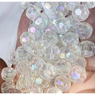 ลูกปัดอะคริลิค AB ทรงกลม สีรุ้ง 6/8 มม. 10 มม. 12 มม. 32 หน้า สําหรับทําเครื่องประดับ DIY